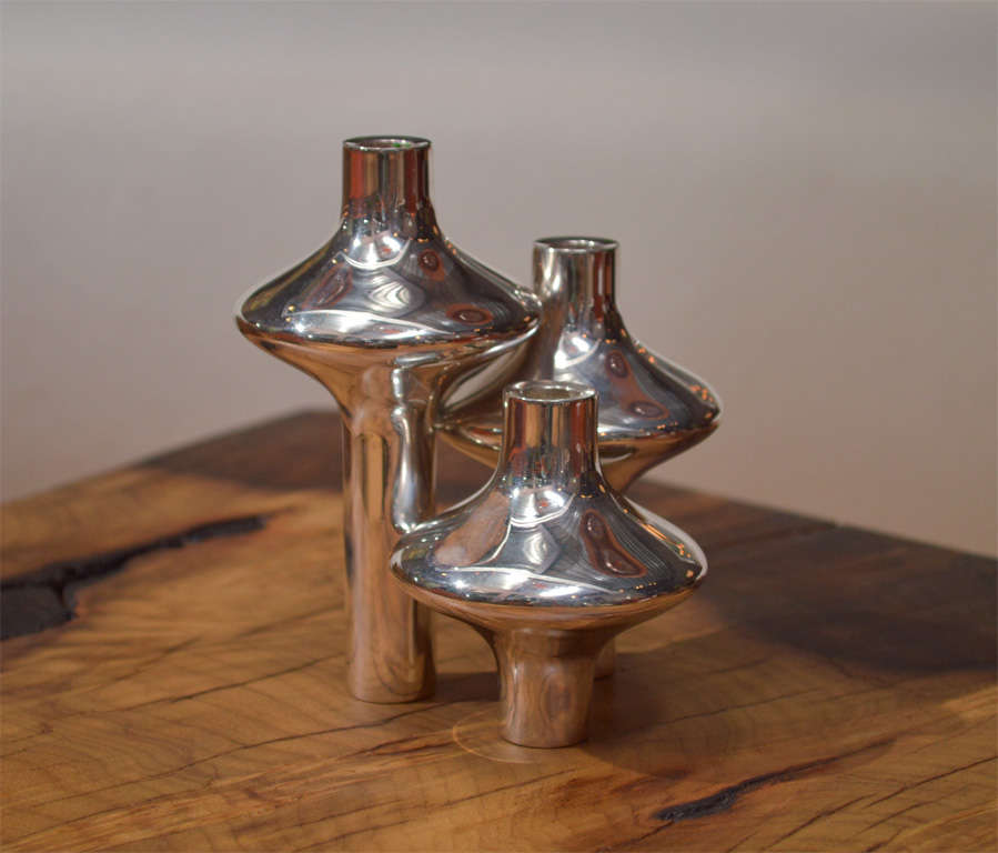 Scandinavian Modern Eigil Jensen - Pair of Sterling Silver Candleholders